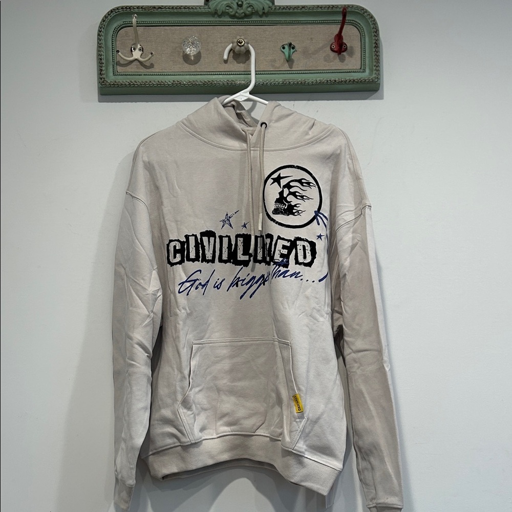 Civilized Beige God is bigger Hoodie for Men large new with tag streetwear